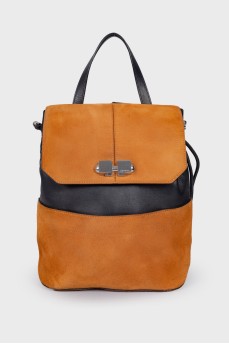 Backpack with suede leather