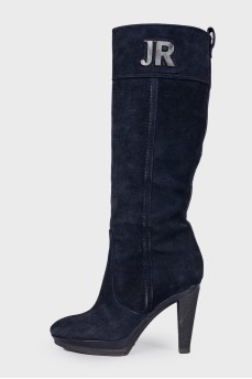 Suede blue boots
