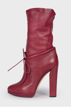 Burgundy leather boots