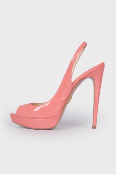 Pink patent leather sandals