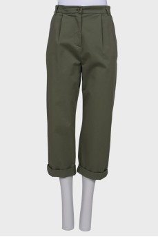 Green regular fit trousers