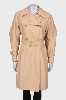 Beige double-breasted trench coat