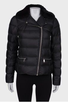 Black jacket with fur collar