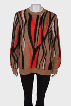 Brown Printed Sweater