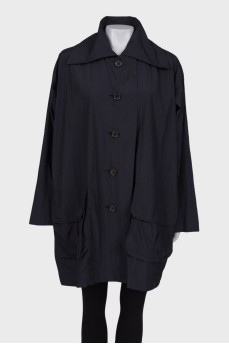 Black and blue oversized raincoat