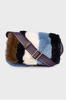 Fur bag with a wide strap