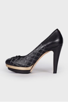 Quilted leather heeled pumps