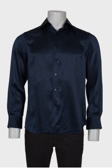 Men's silk blue shirt