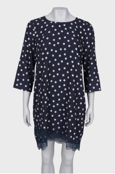 Polka dot dress with lace