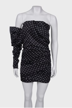 Silk asymmetrical polka dot dress