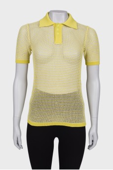 Knitted yellow polo shirt