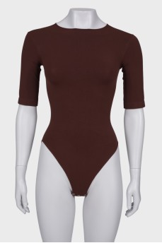 Brown short sleeve bodysuit with tag