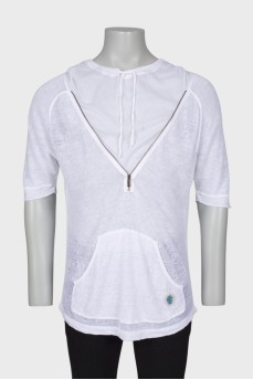 Men's linen hooded T-shirt