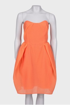 Bright-orange off shoulder dress