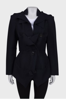 Wool coat with slits