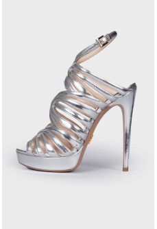 Silver leather sandals