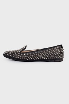Studded leather flats