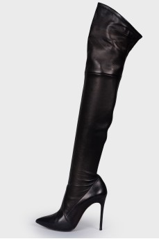 Pointed toecap leather Over the Knee Boots