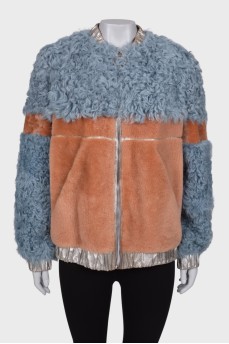 Combined bomber jacket with fur