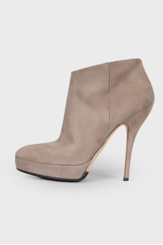 Gray Pointed Toecap Ankle Boots