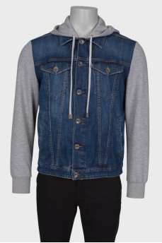 Men's denim jacket with textile inserts