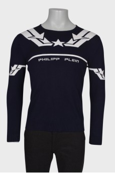 Men's navy blue print sweater