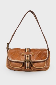 Leather bag with front strap