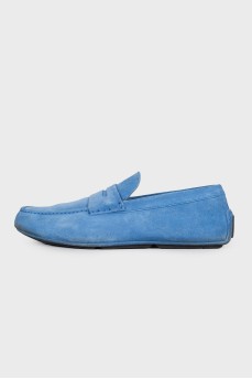 Men's blue suede moccasins
