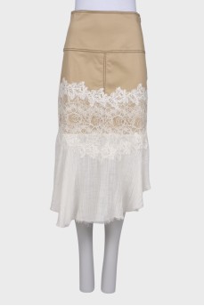 Combined skirt with lace