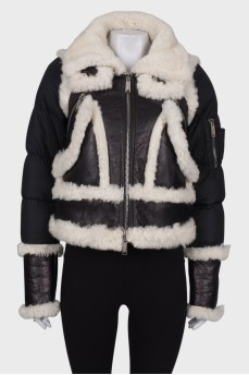 Combined sheepskin coat with fur