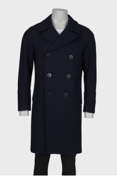 Men's blue double-breasted coat