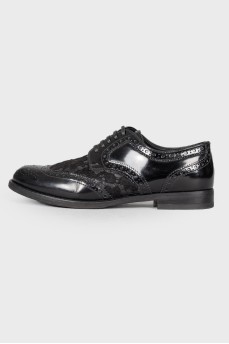 Leather brogues with lace insert