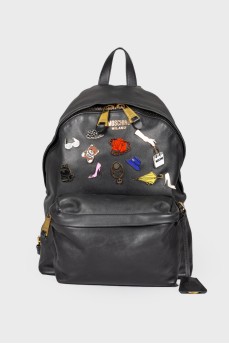 Decorated leather backpack