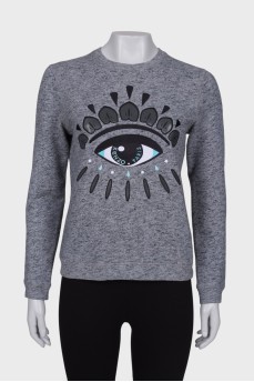 Gray sweatshirt with embroidery