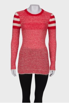 Striped long wool sweater
