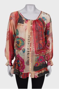 Printed silk blouse