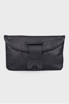 Butterfly leather clutch