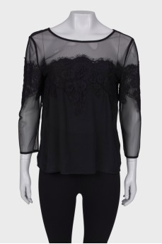 Silk blouse with lace