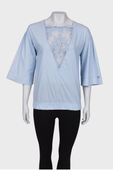 Blouse with openwork insert