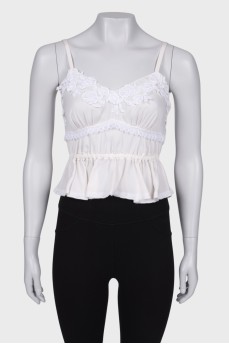Silk top with lace