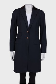 Navy coat with velor collar