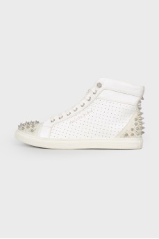Studded white leather sneakers