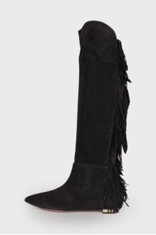 Fringed suede boots