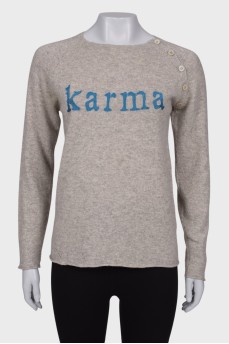 Cashmere sweater with slogan