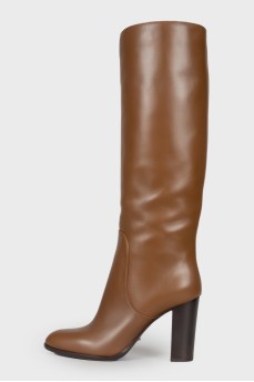 Brown leather boots