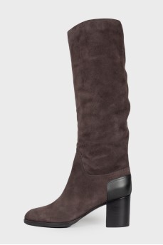 Dark brown suede boots