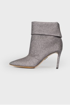 Leather ankle boots with silver glitter