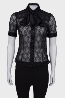 Lace blouse with ties