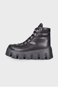 Black high platform boots