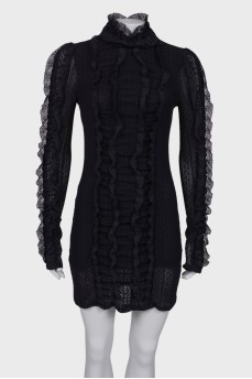 Black dress with lace ruffles